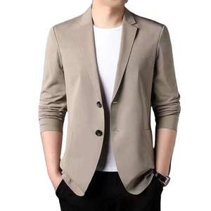 Blazer Gris para Hombre, Corte Regular, Cuello de Solapa, Antiarrugas, Poliéster, Cierre de un Botón - Product Image 4