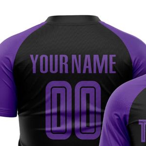 Camiseta de Fútbol Personalizada Morada y Negra, Sublimada, Transpirable, Cuello sin Costuras, Unisex, Manga Corta, Poliéster, Uniforme de Equipo - Product Image 2
