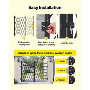 Cancello di Sicurezza Pieghevole Doppio Personalizzabile con Blocco, Design a Forbice, Ruote Girevoli a 360 Gradi, Barriera Esterna Retrattile in Acciaio - Product Image 5