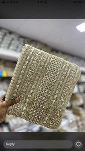 Exquisito Borde de Saree con Encaje Floral Ecológico Hecho a Mano, Adornado con Perlas y Bordado de Precisión, Malla Transparente Premium 100% JK - Product Image 2