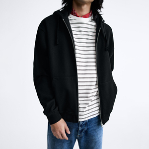 Sudadera con Capucha para Hombre, 100% Algodón, Impermeable, Forro Polar, Color Sólido, Informal, para Invierno, con Bolsillo, Corte Regular, Color Teñido, Informal, para Otoño - Product Image 3