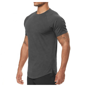 Ropa de calle de alta calidad para entrenamiento en gimnasio, camiseta informal de hip hop de 95% algodón y 5% licra, corte lateral, dobladillo curvo, venta al por mayor - Product Image 3