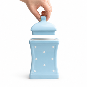 Charming Polka Dot <b>Storage</b> <b>Jar</b> With Easy Lift Lid Smooth Finish Space Efficient Design Freshness Lock <b>Kitchen</b> Organizer - Product Image 1