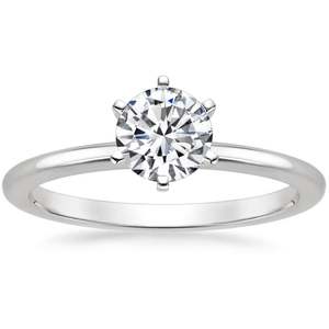 Anillo de Compromiso de Oro Amarillo con Moissanita de Corte Redondo, Certificado IGI, Diamante Cultivado en Laboratorio, Solitario, con Seis Puntas - Product Image 4