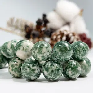 Natural Smooth Green Dot Stone Jewelry Making Crafts Green Dot Stone Gemstone Loose Beads