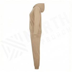 <b>Women</b> Hooded Quarter-<b>Zip</b> Sweatshirt Solid Color Casual Full Sleeve Midweight Fleece Autumn Wear with Front Pockets - Product Image 3
