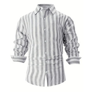 เสื้อเชิ้ตผู้ชายคุณภาพสูง ผ้าฝ้ายทวิล 100% แขนยาว สำหรับใส่ทำงานในออฟฟิศ รับผลิตแบบ OEM ODM ขายส่ง ป้องกันการหดตัว - Product Image 1