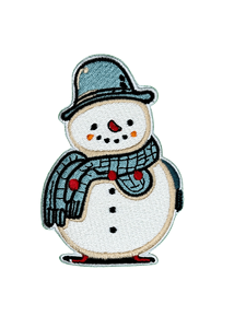 Patch en tissu PVC brodé Bonhomme de neige, thermocollant, avec chapeau et écharpe, pour vêtements et cadeaux - Product Image 1