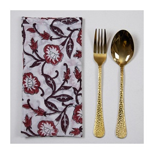 Bloc à main imprimé pur coton serviettes à fleurs indien fait à la main fête de mariage Restaurant serviettes accessoires en tissu - Product Image 1