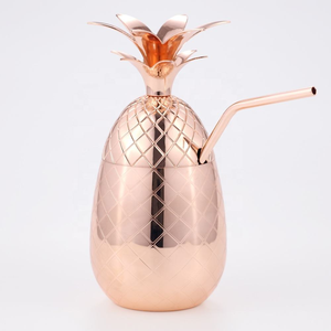 Offre Spéciale – Mug Isotherme en Acier Inoxydable Or Rose 850 ml avec Gravure Ananas – Tasse à Cocktail, Bière, Vin en Cuivre - Product Image 2