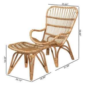 Ensemble de chaises longues en rotin tressé à la main, fauteuil en osier naturel avec ottoman pour patio et salon, fabriqué au Vietnam - Product Image 4