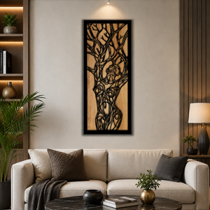 Décoration murale en bois découpée au laser de qualité supérieure, motif femme et arbre |   Décoration murale en bois d'inspiration naturelle, symbole féminin sacré, pour la maison, le bureau et le salon - Product Image 4