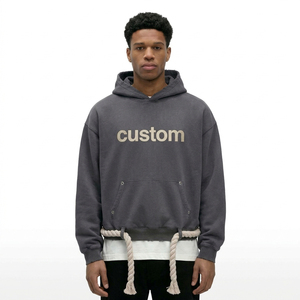 Sweat-shirt à capuche unisexe pour homme OEM ODM avec ourlet à cordon et poche kangourou, logo personnalisé - Product Image 3