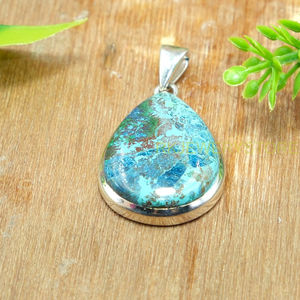 Grand collier pendentif en pierre précieuse azurite bleue |   Argent sterling 925 |   Bijoux uniques en azurite |   Cadeau de Noël pour femme ou petite amie - Product Image 3