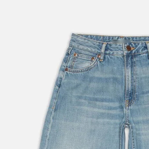 Jean baggy en denim indigo délavé taille haute pour femme, coupe large, avec fermeture éclair, pantalon droit pour femme - Product Image 2