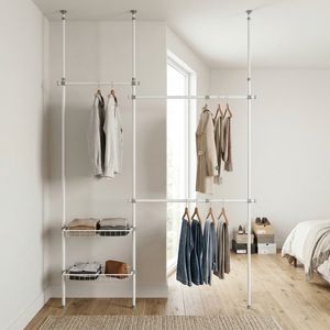 OEM muebles modernos para el hogar fácil montaje telescópico ropa carril cesta de pie Tipo de Metal directo de fábrica al por mayor para EBay - Product Image 1