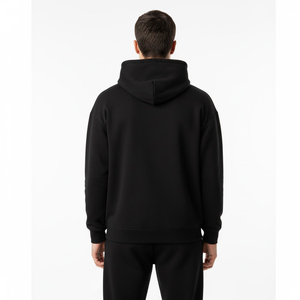Unisex Black Hooded <b>Sweatshirt</b> Solid Color Full Sleeve STREETWEAR Side Pockets Lightweight 100% Cotton Regular Fit Autumn Stye <b>2</b> - Product Image 2