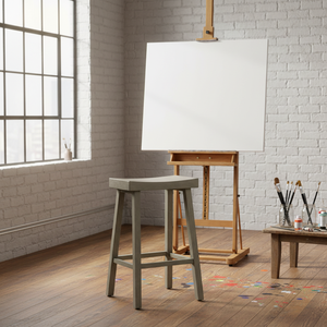 Tabouret de bar rond moderne et minimaliste en bois massif de caoutchouc, haut et solide, pour la maison - Product Image 3