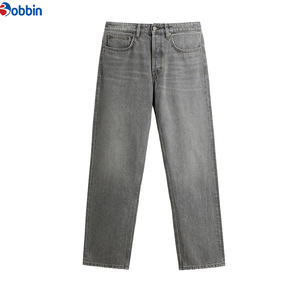 Jean évasé vintage coupe ample personnalisé pour homme, jean empilé en denim de haute qualité, pantalon en denim vierge ample pour homme 2025 - Product Image 3