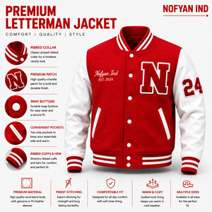 Fabricante de Chaquetas Varsity Personalizadas OEM, Chaqueta de Béisbol Letterman Premium al por Mayor, Chaqueta Bomber con Logotipo Bordado, Directo de Fábrica - Product Image 1