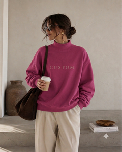<b>Layering</b> Essential Oversized Mockneck Sweatshirt for Women Soft Premium Fabric Everyday Casual Fashion Clothing <b>Top</b> - Product Image 1