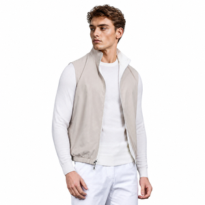Gilet sans col zippé pour homme, couleur unie, imperméable, décontracté, longueur standard, 100 % polyester, rembourrage en polyester - Product Image 3
