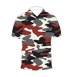 เสื้อโปโลลายพรางสีแดง ดำ เทา ขาว สำหรับผู้ชาย แขนสั้น ลำลอง พิมพ์ลาย เสื้อยืดกอล์ฟ - Product Image 1