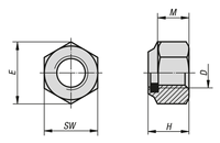 Écrou hexagonal K1147 avec élément de serrage, haute forme DIN982, M05, SW=8, acier 8 galvanisé, composant : polyamide