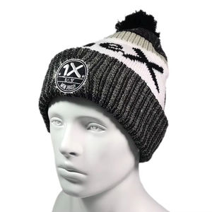 ODM Luxury Quality Ribbed Warmer Custom Knitted Hat Adults Jacquard Acrylic Bobble Caps Embroidery Pom Pom Thick Beanie Hats - Product Image 1
