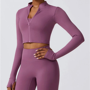 Women Sportswear Fitness Apparel <b>Workout</b> Zip up Crop Top Hooded Active <b>Jackets</b> Sports Wear <b>Jackets</b> for Outdoor - Product Image 1