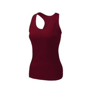 Camiseta sin mangas de poliéster transpirable con cuello redondo y espalda cruzada para mujer, ajustada, de punto, para entrenamiento, con logo personalizado, informal - Product Image 5