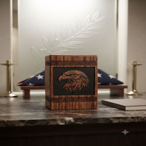Voxo International Wooden Cremation Urn Brown 200 Cubic Inch Adult <b>Memorial</b> <b>Keepsake</b> <b>Box</b> Customizable Designs 1 Year Warranty - Product Image 4