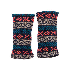 Handmade Wool Knit <b>Fingerless</b> <b>Gloves</b> Winter Ski Mitts Striped Wrist Warmers Eco-Friendly Unisex Daily Wear - Product Image 2
