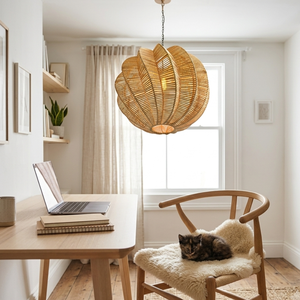 Handwoven Spiral Rattan Globe Pendant Light Contemporary Sculptural Woven Shade Chandelier for Living Room & Villa Interior - Product Image 4