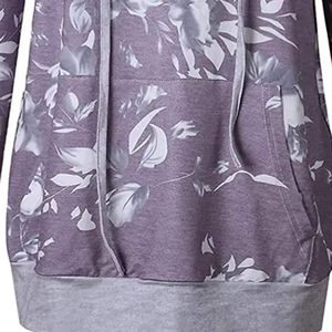 Sudadera con Capucha para Mujer, Estampado Floral, Manga Larga, Tejido de Poliéster, Transpirable, con Bolsillos, para Otoño - Product Image 5