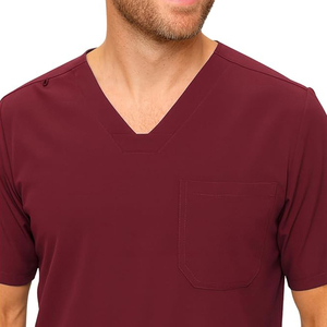Conjunto de Uniformes Médicos para Hombre, Color Negro, Cuello en V, Pantalones con Bolsillos, Uniforme de Hospital, Tela Elástica de Algodón y Poliéster, Detección de Agujas, Sin Costuras - Product Image 4