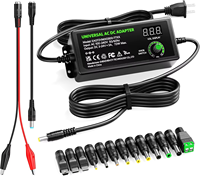Adaptateur secteur réglable 72W, adaptateur d'alimentation variable 3V-24V avec 13 embouts, convertisseur de polarité et pince crocodile pour bande LED, haut-parleur