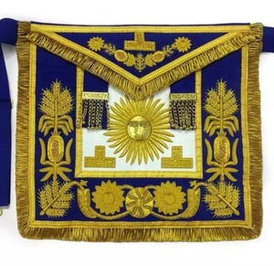 Nouveauté : Tabliers maçonniques ajustables personnalisés en velours avec broderie 3D et broderie à la main dorée, Régalia fabriquée au Pakistan - Product Image 5