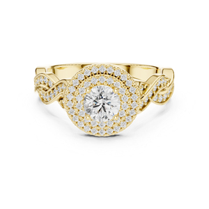 แหวนเพชรทรงกลมทองคำ 14K สำหรับเจ้าสาว ประดับเพชรเลี้ยงในห้องปฏิบัติการ สำหรับผู้หญิง |   เพชรที่เพิ่งเพาะเลี้ยง - Product Image 1