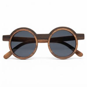 Wholesale Retro <b>Round</b> Wooden <b>Sunglasses</b> Custom Logo Handcrafted Eco Friendly Wood Frame Glasses Men Women Polarized Eyeglasses - Product Image 5