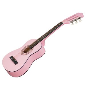 Chitarra Acustica Rotonda Rosa Chiaro da 30 Pollici con Manico in ABS, Plettri in Rame, Corde, Capotasto, Custodia, Accordatore e Tracolla - per Principianti - Product Image 2