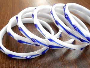White Blue <b>Bangle</b> <b>Bracelet</b> Set Glossy Banded Wrist Jewelry Fashion Accessory Gift - Product Image 4