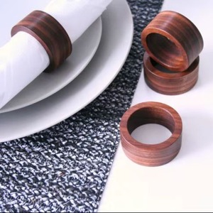 Wooden Napkin Ring Set Solid Wood Dining Table Serviette Holder by Madiha Art and Crafts - Product Image 2
