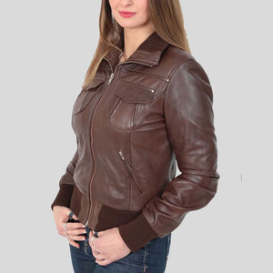 New Arrival Autumn Streetwear Contrast Outerwear Woman Race <b>Car</b> Motorcycle Cropped Biker Leather <b>Jackets</b> for Women OEM - Product Image 3