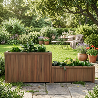 Jardinière en Faux Bois pour Extérieur, Bac à Plantes WPC Imperméable pour Haies, Balcon, Patio, Jardin, Décoratif