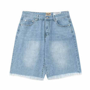 Shorts en jean personnalisés pour hommes, respirants, taille mi-haute, teinture unie, effet vieilli, fermeture éclair, tendance, en promotion - Product Image 5