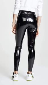 High Waist Black Faux Leather Leggings Full Length Stretch <b>Tight</b> Solid Women's All Seasons Wear - Product Image 1