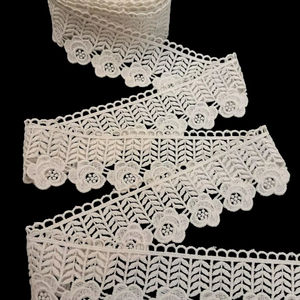 Hot selling Floral Embroidered polyester <b>Lace</b> <b>Fabric</b> Trim Quick-Dry Eco-Friendly Breathable Lightweight for for dress and kurti - Product Image 1