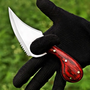 Cuchillo Táctico Fijo EDC Hecho a Mano para Camping, Acero al Carbono, Mango de Madera Pakka, OEM ODM Disponible al por Mayor, Parcialmente Serrado - Product Image 4