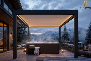 Pérgola Moderna de Aluminio con Recubrimiento en Polvo para Exteriores Rkove Freestanding Mountain Spa 5x5m con Interfaz para Calefactor e Iluminación LED - Product Image 6